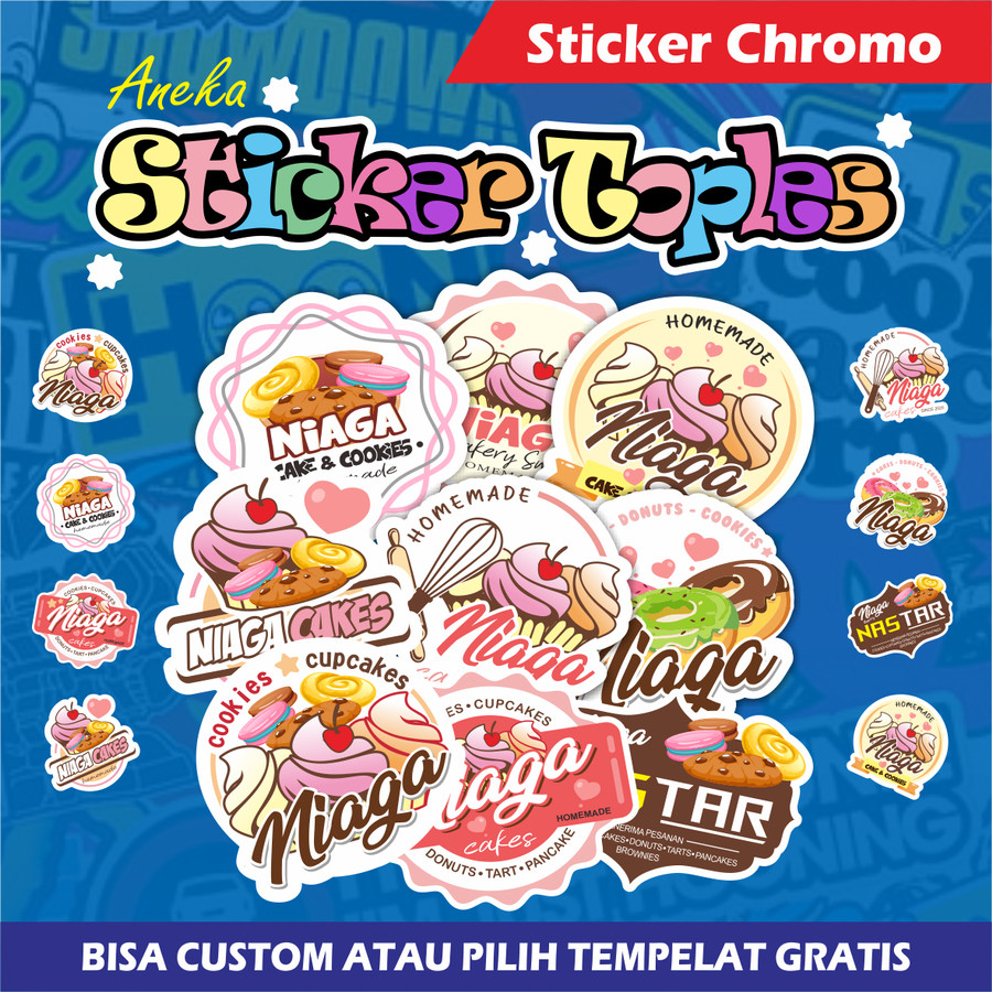 

STIKER TOPLES / STIKER KEMASAN / STIKER LABEL / STIKER KUE / STIKER PRINT & CUTING SIAP PAKAI TINGGAL TEMPEL