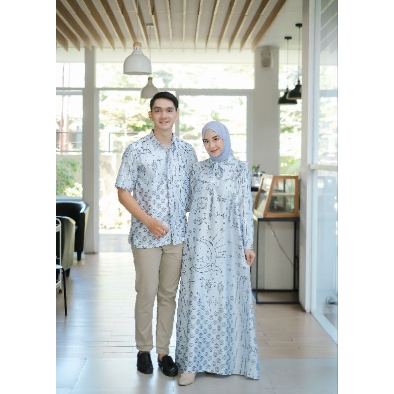 Baju Muslim Camilla Couple Motif Silk Size Jumbo