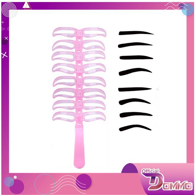 DOMMO - D6086 Cetakan Alis 8 IN 1 Wanita K5034 / Eyebrow Template Delapan Model / Alat Cetak Gambar Alis / Alat Cetak Gambar Alis Praktis