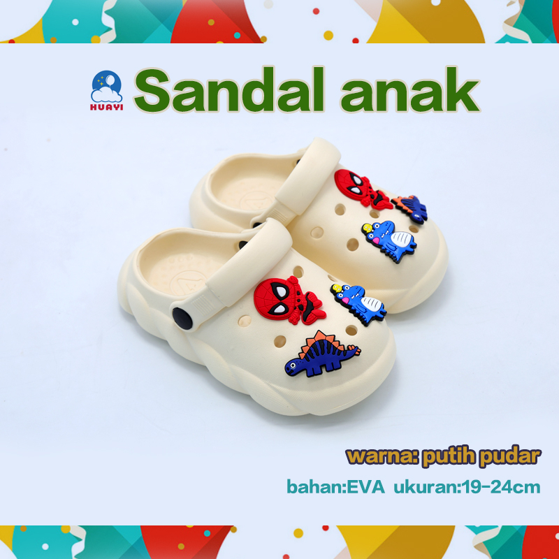 MODEL 710L  baru barang Sandal anak laki-laki sama baby hadiah ulang tahun bahan EVA crocs anak no19-24 putih pucat warna krem hitam biru laut pink hijau Pengembalian gratis