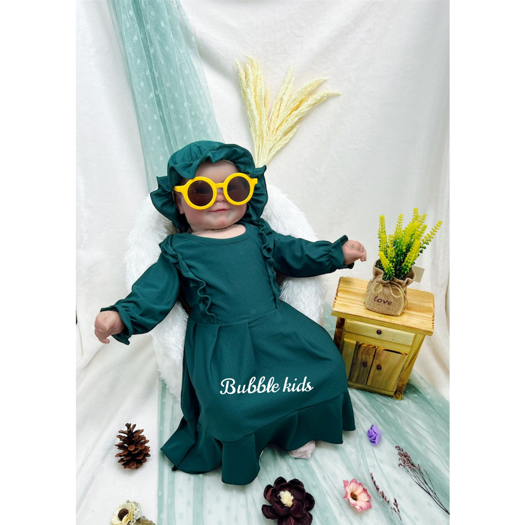 Gamis Sabrina Free Ciput Bayi Anak Balita Fashion Muslim Katun Polos 0-4 Tahun Jotol