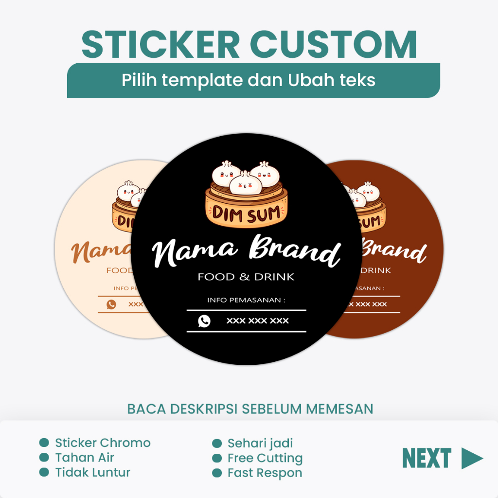 

Cetak Sticker Custom - Stiker Chromo lebel Produk Makanan DIMSUM - Sticker logo 14