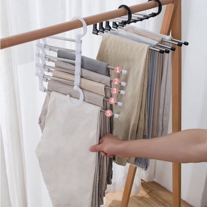 COD MAGIC HANGER 5 IN 1 STAINLESS - GANTUNGAN BAJU HANDUK CELANA LIPAT HANGER 5 IN 1 STAINLESS HANGER MAGIC GANTUNGAN JILBAB BAJU STAINLESS MULTIFUNGSI