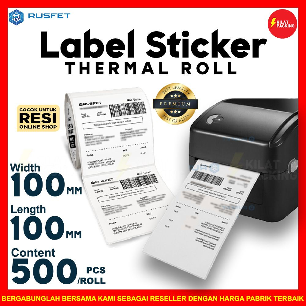 

Label roll thermal 500pcs stiker thermal rusfet satuan resi online