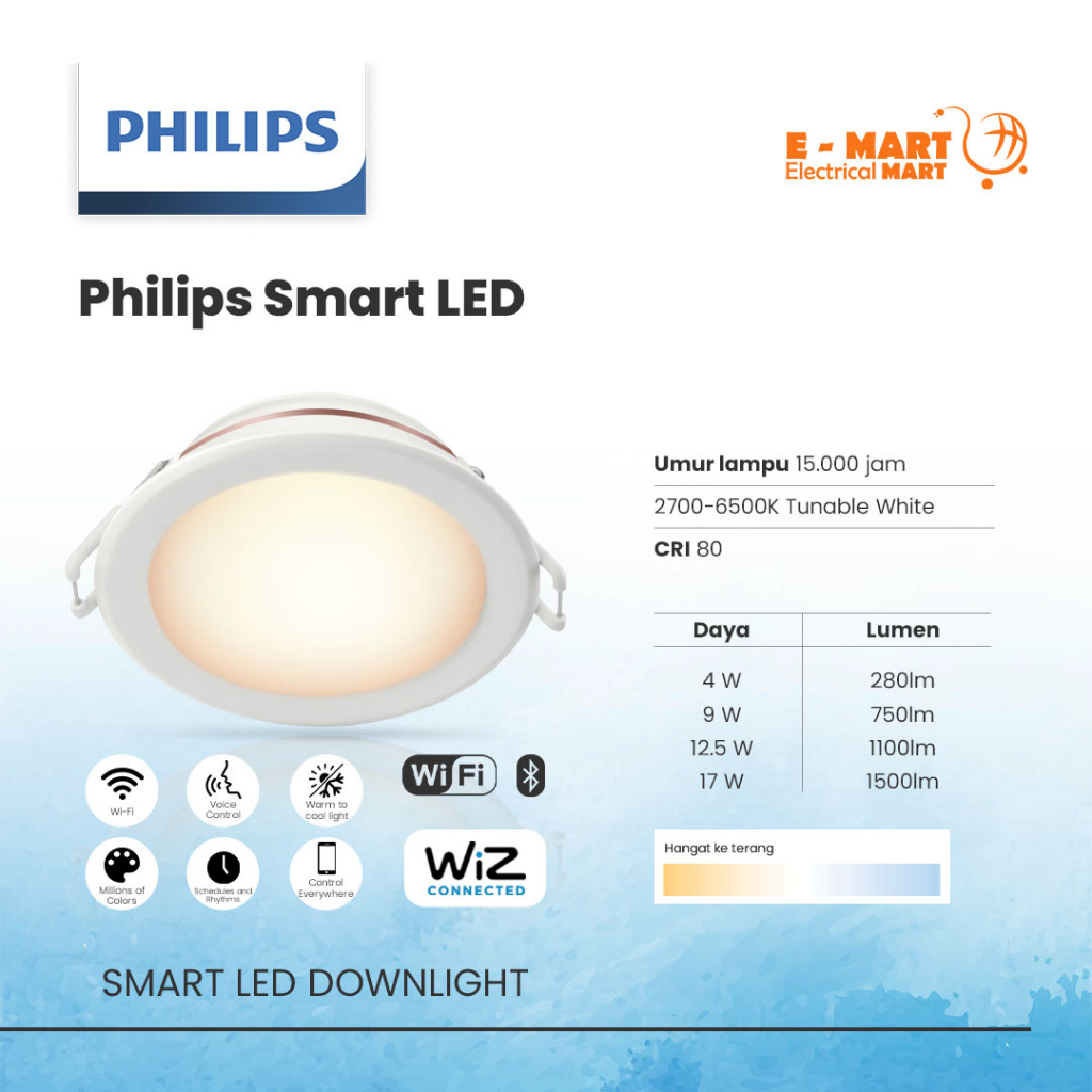 PHILIPS Smart WIFI LED Downlight 9W 9 W 9 Watt Tunable White Putih