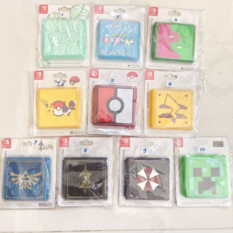 Game Card Case Nintendo Switch Tempat Cartridge Storage Kotak Box Zelda Resident Evil Animal Crossing New Horizons Splatoon Pokemon Pikachu Pokeball Minecraft
