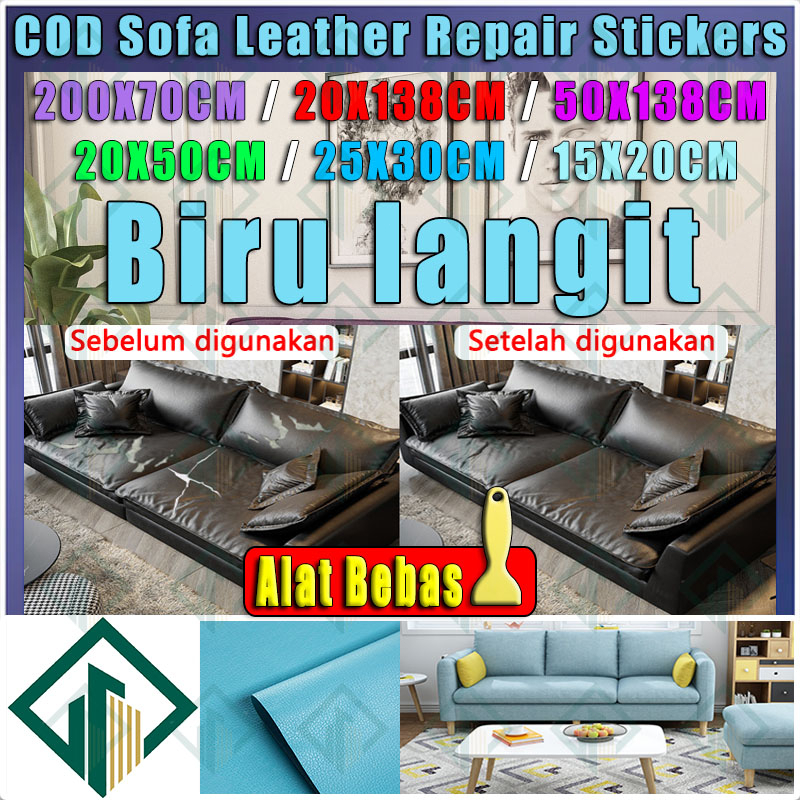 【Sticker Kulit Sofa Tersedia grosir】COD  Biru langit 70CM*200CM Lem impor yang kuat Stiker Kulit Kur
