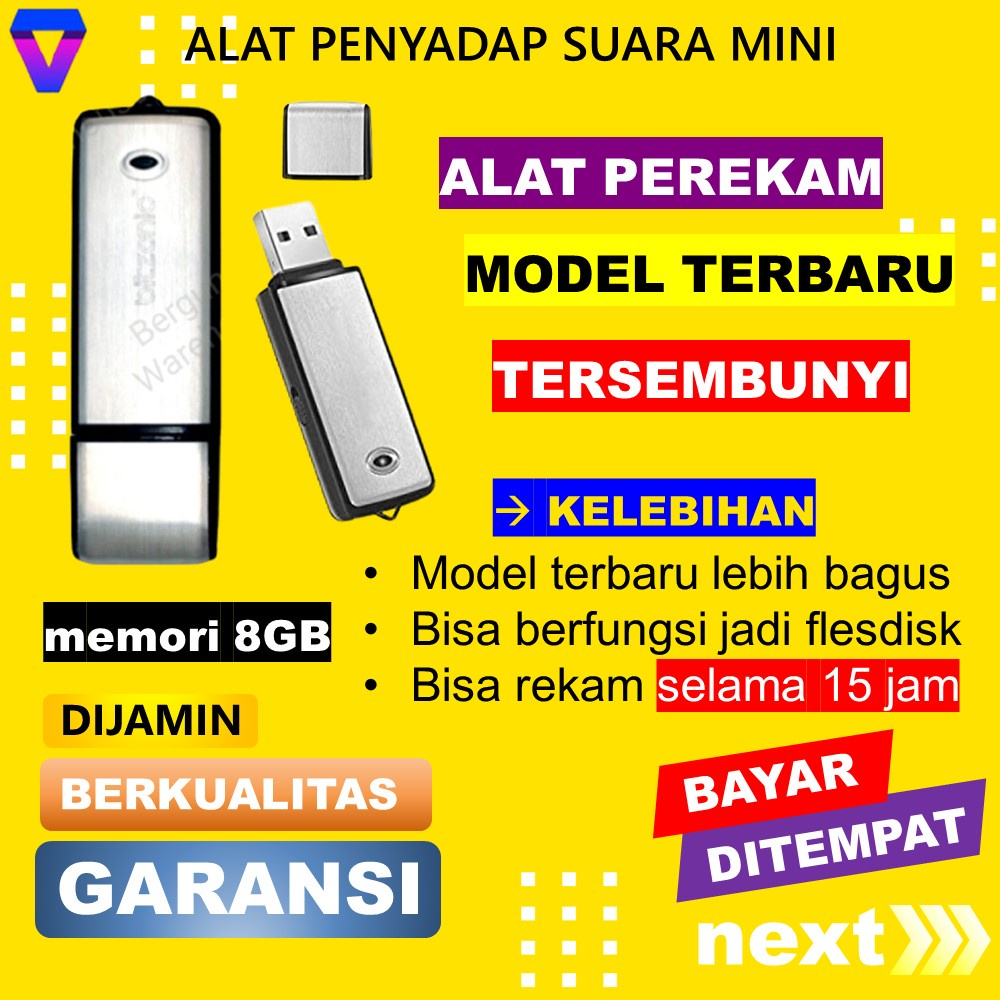 ALAT SADAP SUARA TERSEMBUNYI VOICE RECORDER PEREKAM PENYADAP SUARA MINI TERSEMBUNYI USB DIGITAL FLASHDRIVE FLASDIS FLASDISK 8GB RECORDER AUDIO JS63