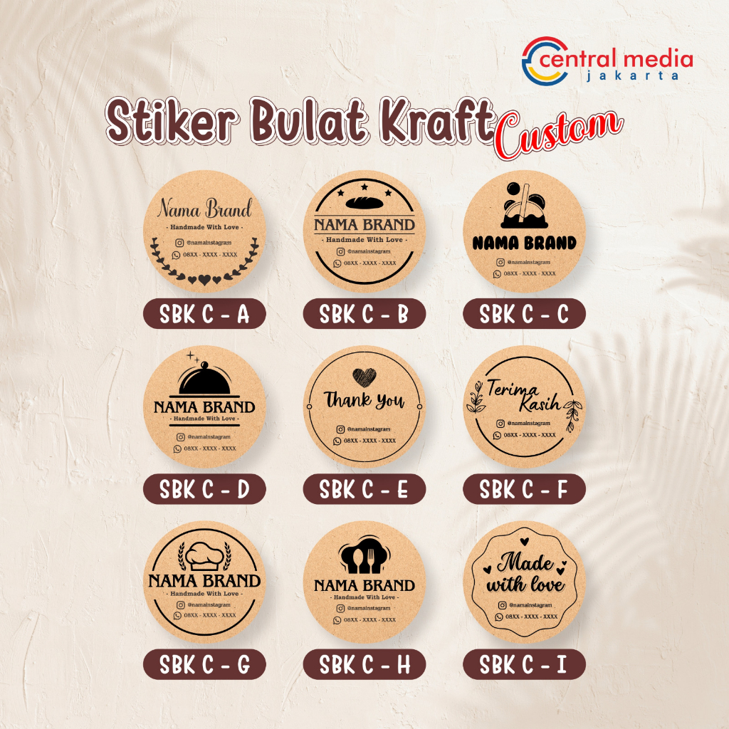 

Cetak Sticker Bulat Kraft Custom Nama Brand Label Produk Online Shop