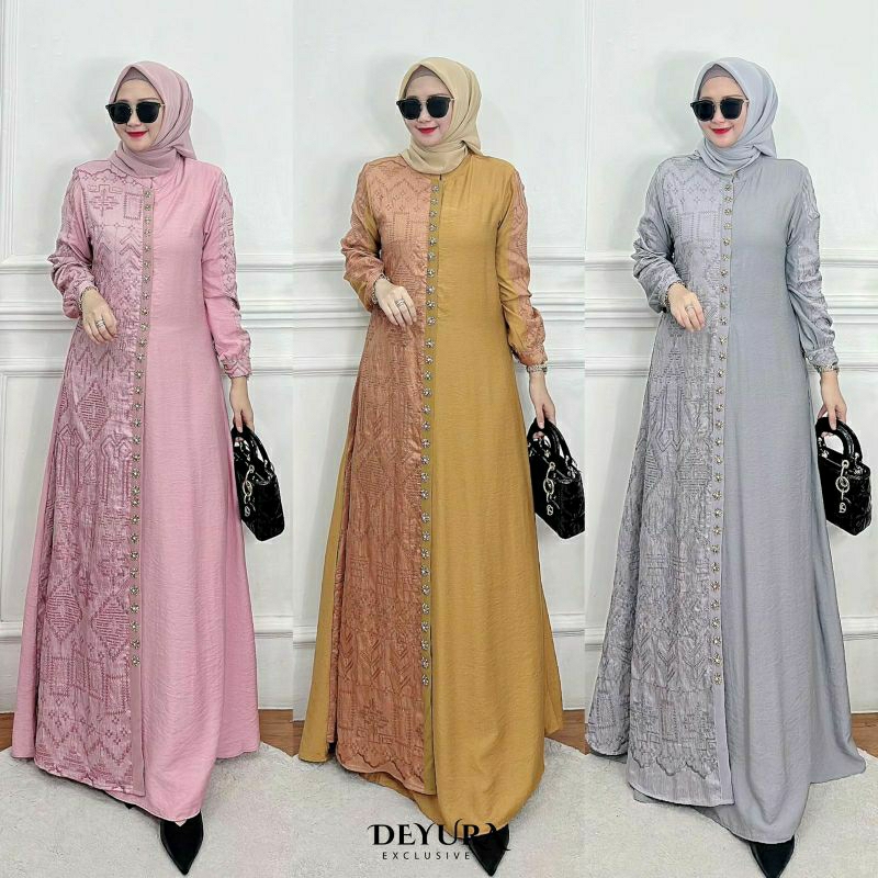 Kayla Dress by Deyura / Gamis Pesta / Gamis Katun / Dress Santai / Baju Syar'i Terbaru / Fashion Mus