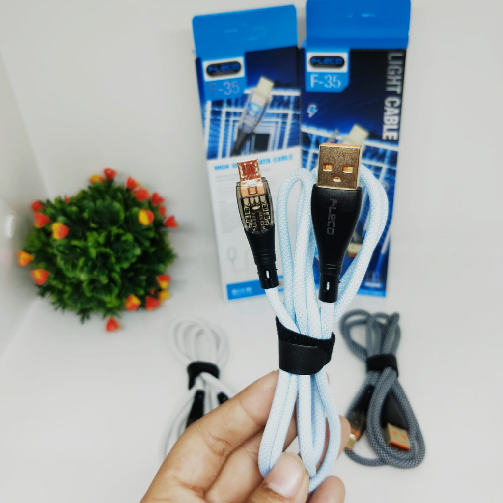 MINIGO kabel data fleco F35 micro / f35 type-c / f35 iphone  full ic transparan super light cable 5.1A fast charging high speed for android ios