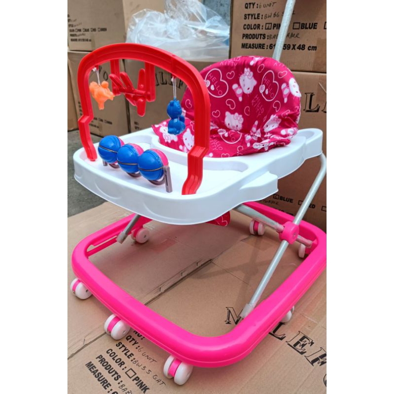 Baby Walker Milefo Musik Dorongan Mainan Bola Roda 8 pc Tempat Botol Susu Free Packing Dus+Bubble