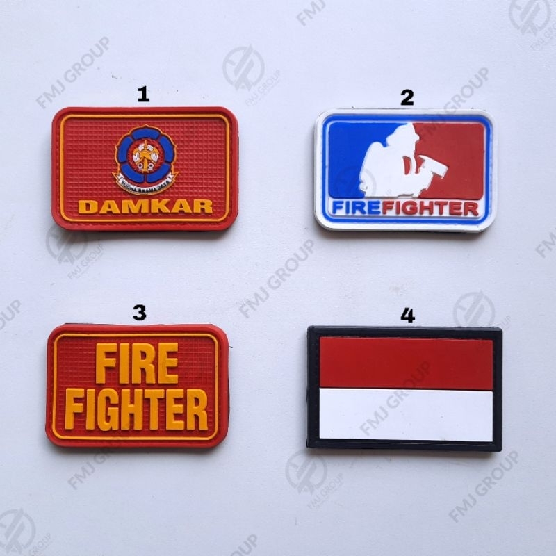 Emblem Patch Rubber Karet Logo DAMKAR, Pemadam, FIRE FIGHTER, INDONESIA