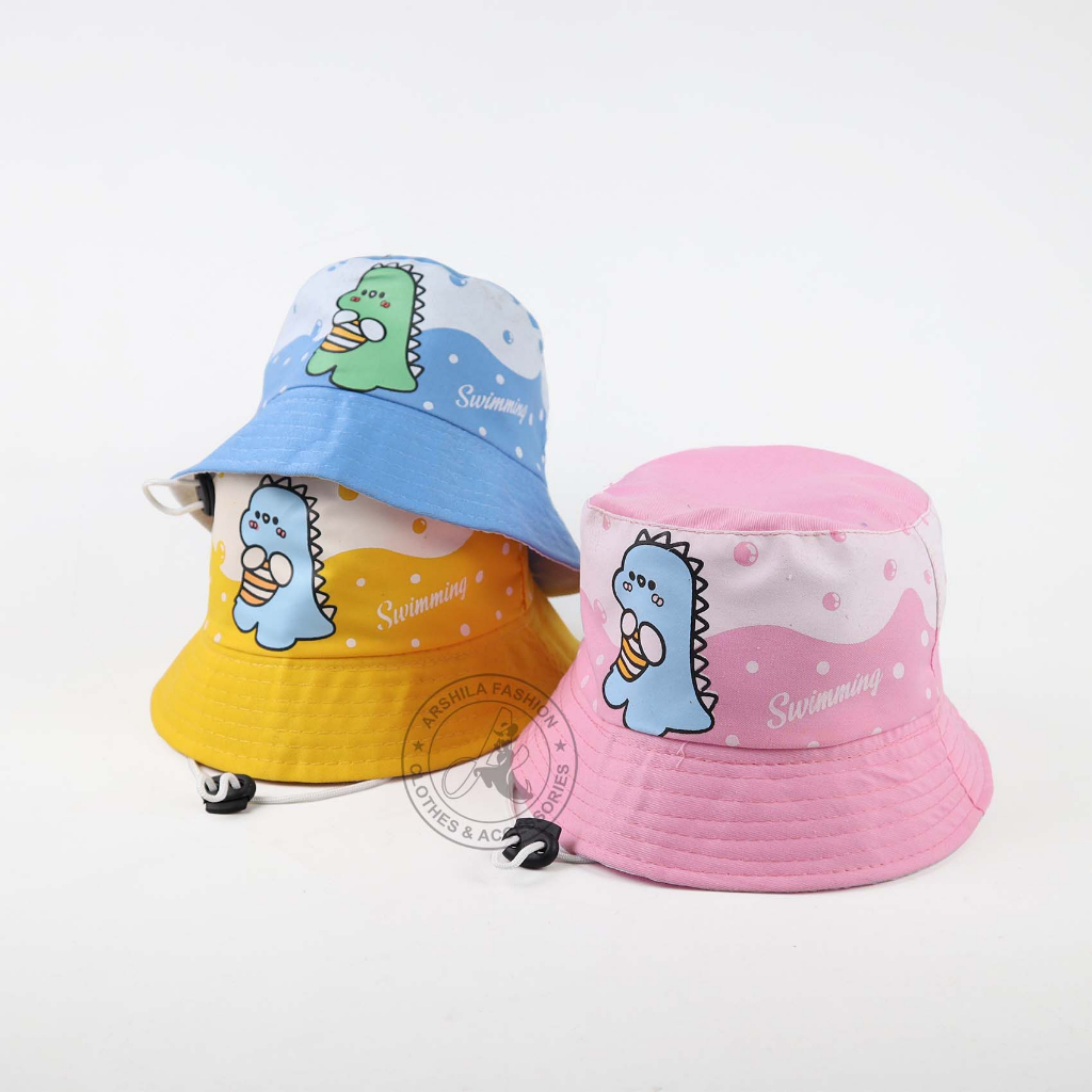 Topi bucket Anak Laki Laki Perempuan sablon Swimming