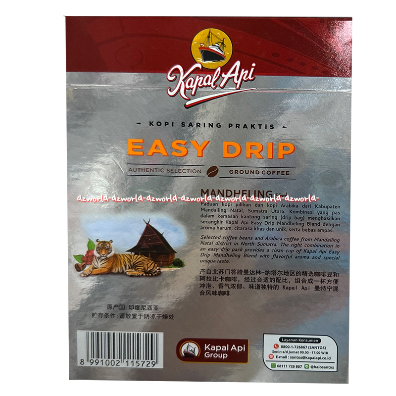 Kapal Api Easy Drip Mandheling Blend 5sachet Kopi Kapalapi Bubuk Model Saringan Langsung Diseduh Kopi Hitam Khas Mandaheling Drip Bag