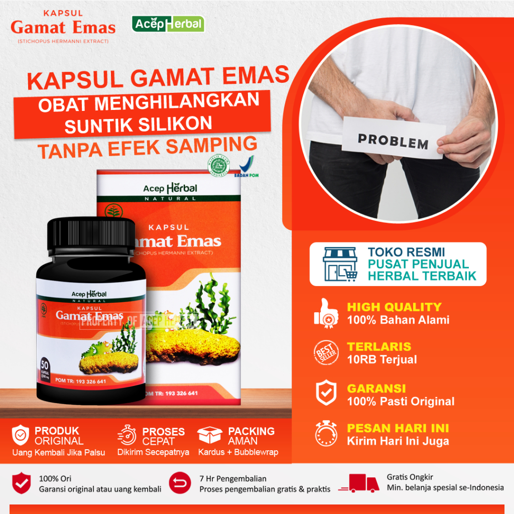 Obat Penghilang Suntik Silikon Dan Minyak Kemiri Menghancurkan Silikon Di Mr.P Kapsul Gamat Emas 100