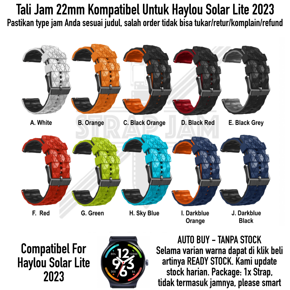 HPF Tali Jam Tangan Haylou Solar Lite 2023 - Strap 22mm Rubber Silikon Quick Release