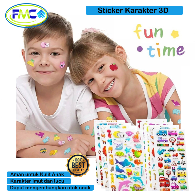 Stiker Mainan Anak Timbul Sticker Karakter 3D Tempel Cowo Cewek Lucu Stiker Kartun Anak Laki Perempuan