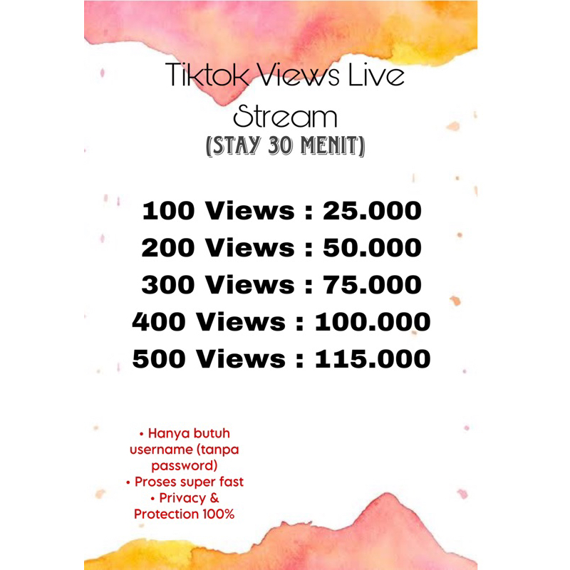 Tiktok Views Live Stream (Stay 30 Menit