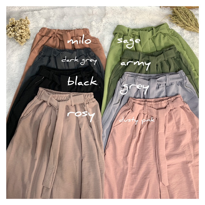 Celana Kulot Ribbon/Ribbon Pants Crinkle Jumbo