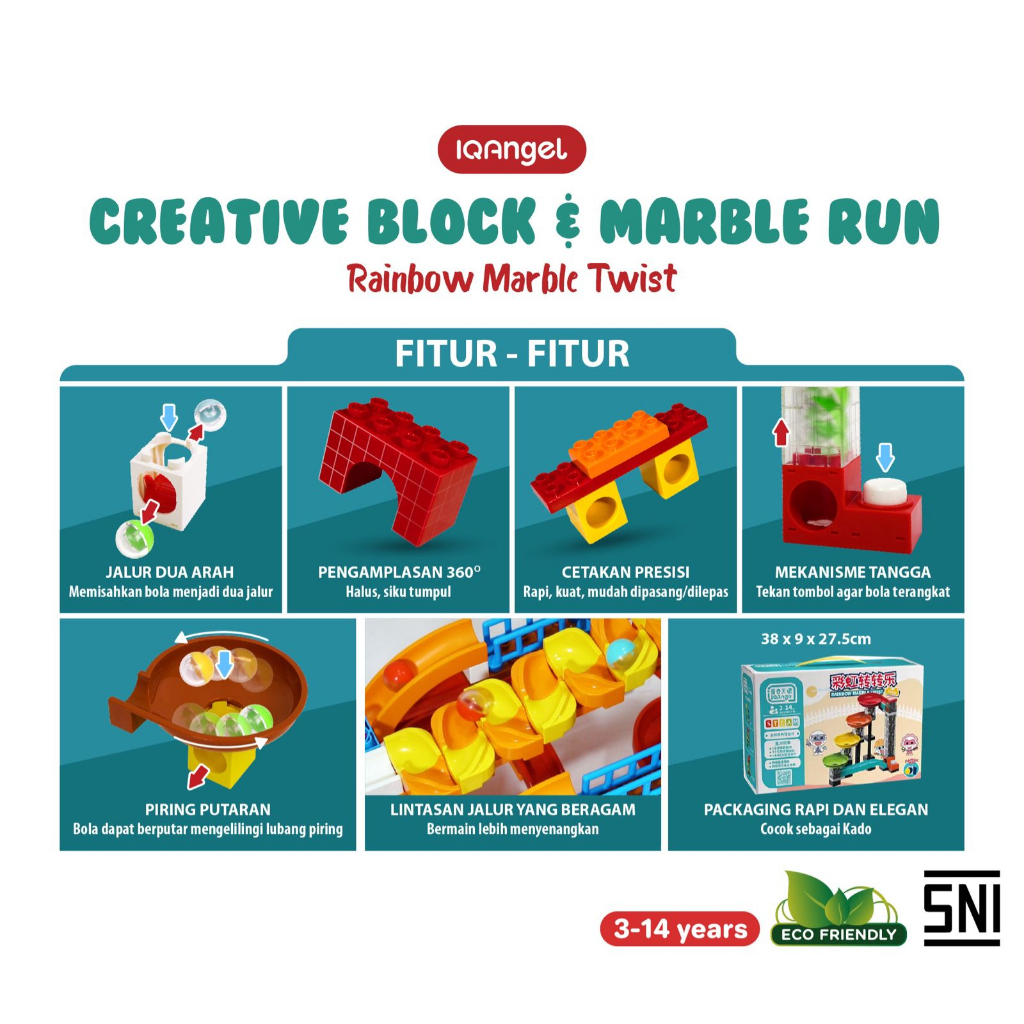 Mainan Edukasi - IQ Angel Creative Block Rainbow - Mainan Block Anak