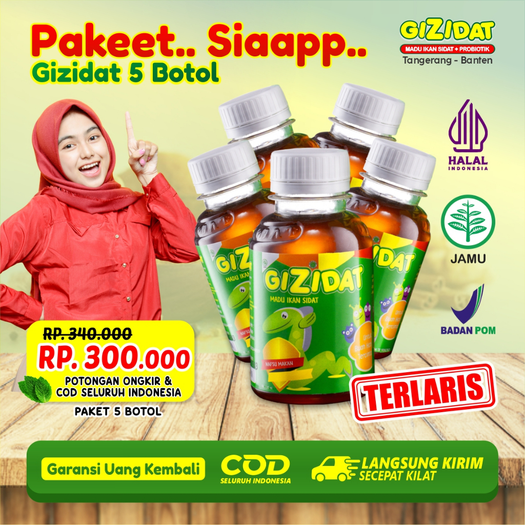 Paket 5 Botol Gizidat - Vitamin Nafsu Makan &amp; Berat Badan Anak