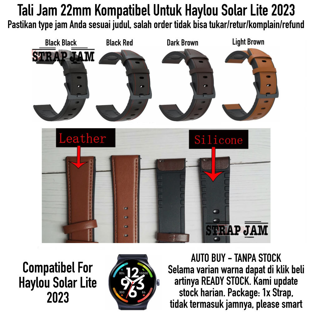 HYBRID Strap Haylou Solar Lite 2023 - Tali Jam Kulit 22mm Quick Release