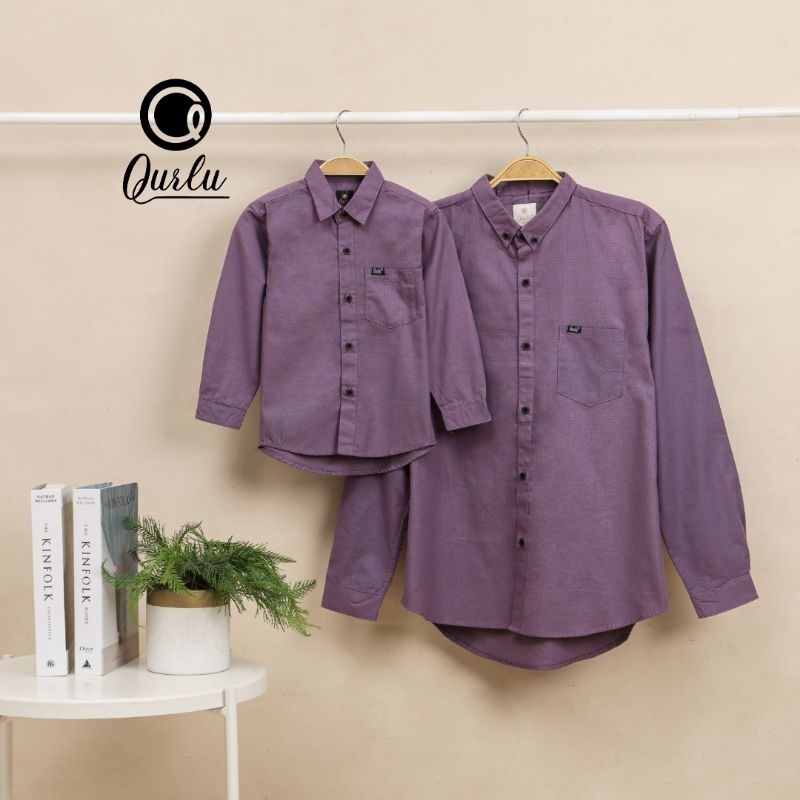 Qurlu - Kemeja KERAH FORMAL dewasa / anak warna LAVENDER ( kemeja couple ayah anak )