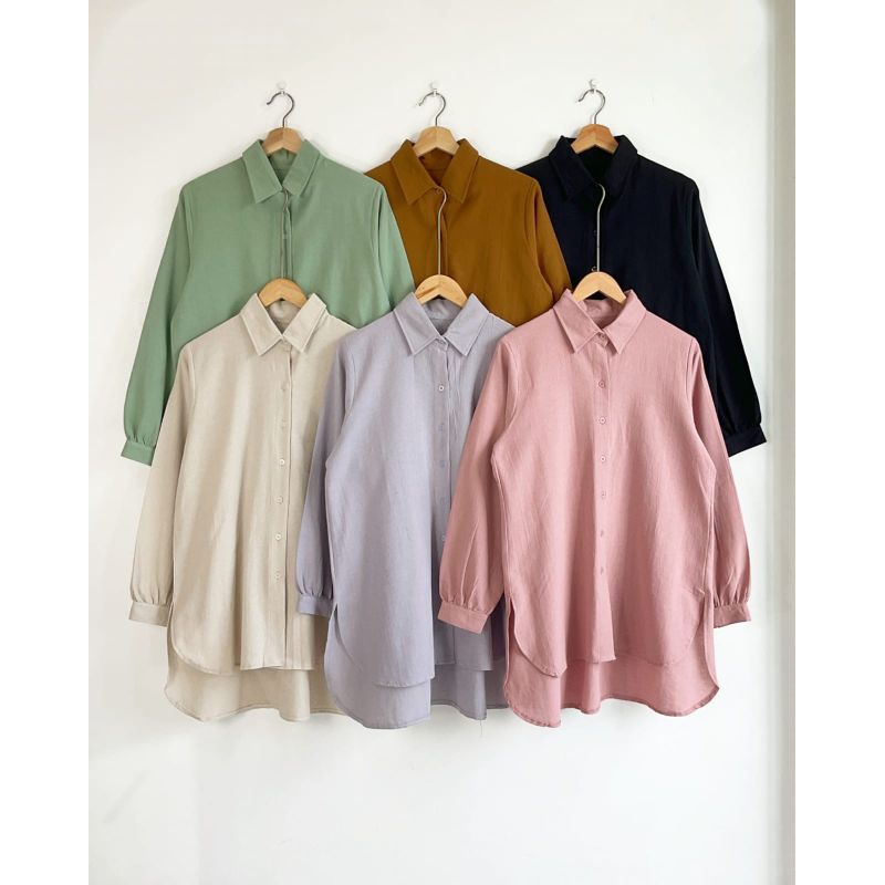 Alya Shirt / Basic Linen Shirt Busui Friendly LD 110 cm fit to XXL