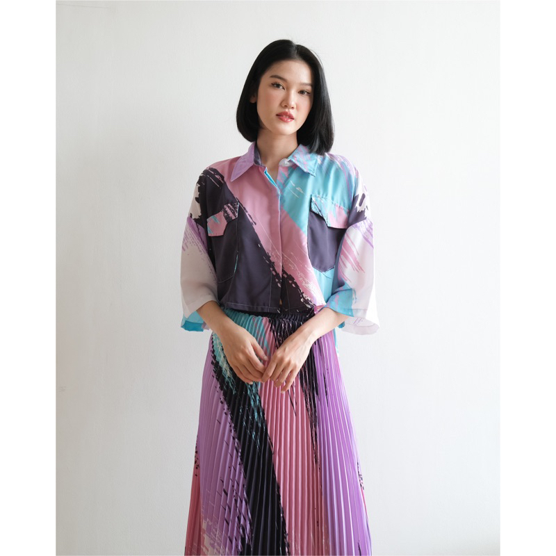 Luxury Set / Setelan Plisket / Setelan Rok Plisket / One Set Wanita / One Set Rok / Setelan Crop