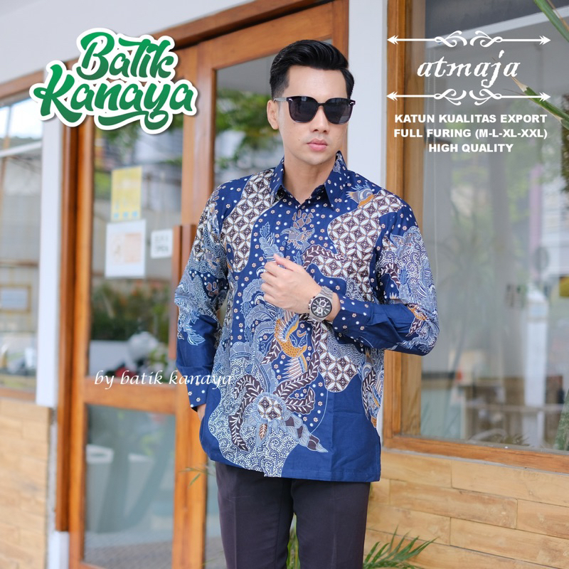 ATMAJA Batik Pria Lengan Panjang Berlapis Furing Bahan Katun Berkualitas Ekspor