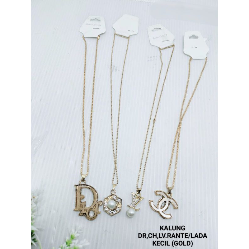 Kalung Brand/Kalung rantai lada gold/Kalung motif lv,ch,dr harga/pcs