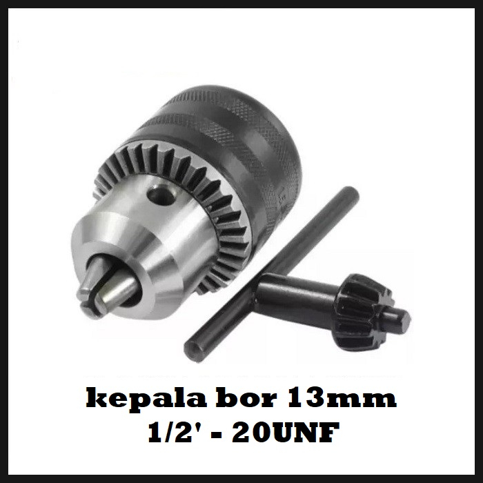 Kepala Mesin Bor 13mm x 1/2 Inch / Drat Key Set Drill Chuck + Kunci Kepala Bor