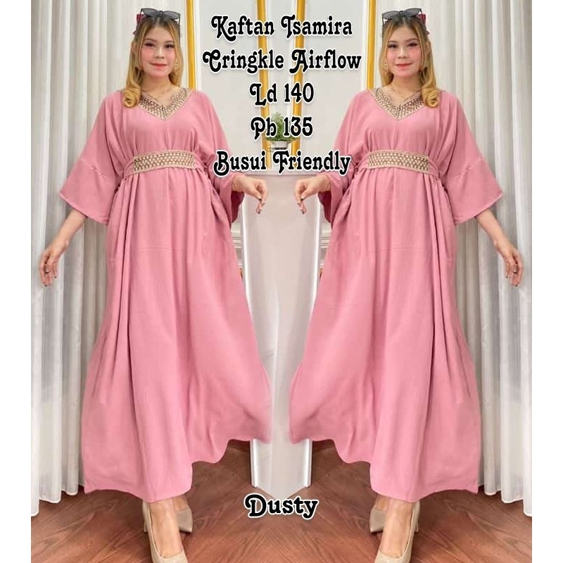 Kaftan tsamira bahan cringkle