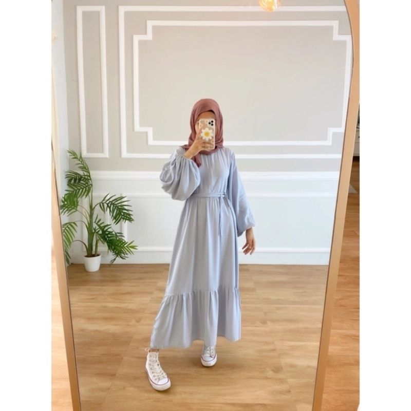 MIDI DRESS KOREAN STYLE LILY CRINCLE AIRFLOW MIDI KOREAN LOOK REMAJA