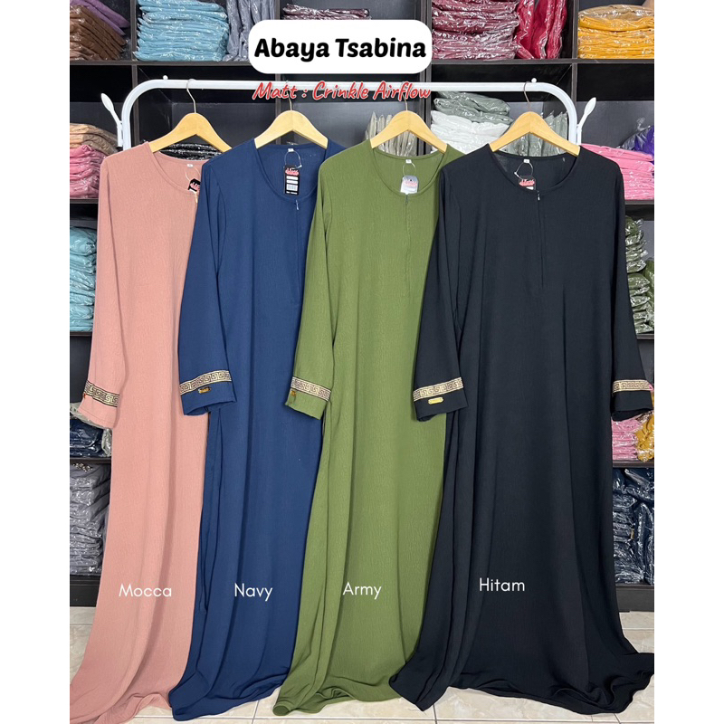 Tsabina Abaya Turki Crinkle Airflow List Gold