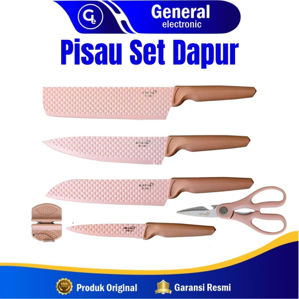 Age Lock Kitchen Knife Set 6 In 1 - Set Pisau Dapur Lengkap Anti Lengket