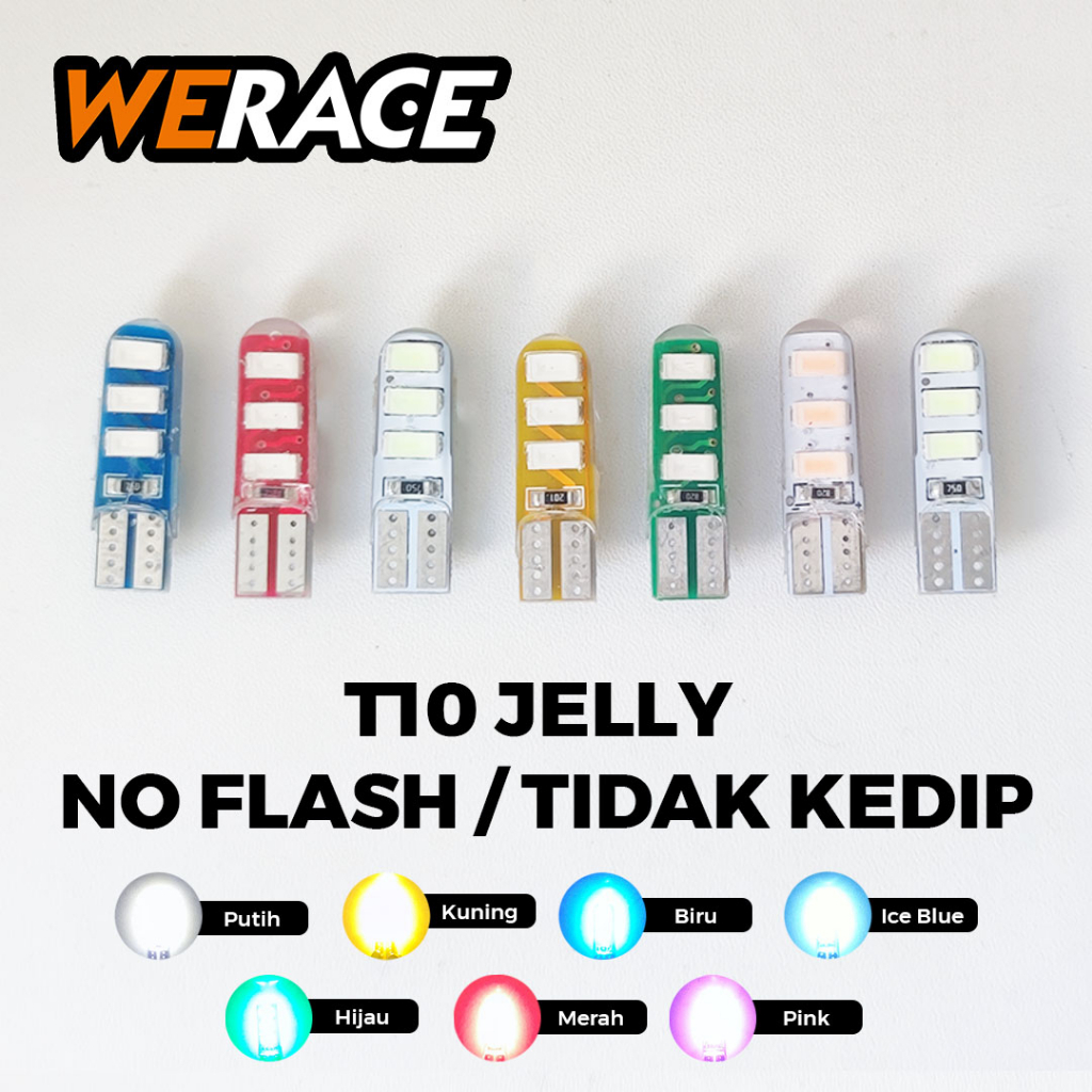 [WERACE] LED SEN SENJA T10 JELLY 6 MATA NO FLASH / TIDAK KEDIP / HARGA PER BIJI