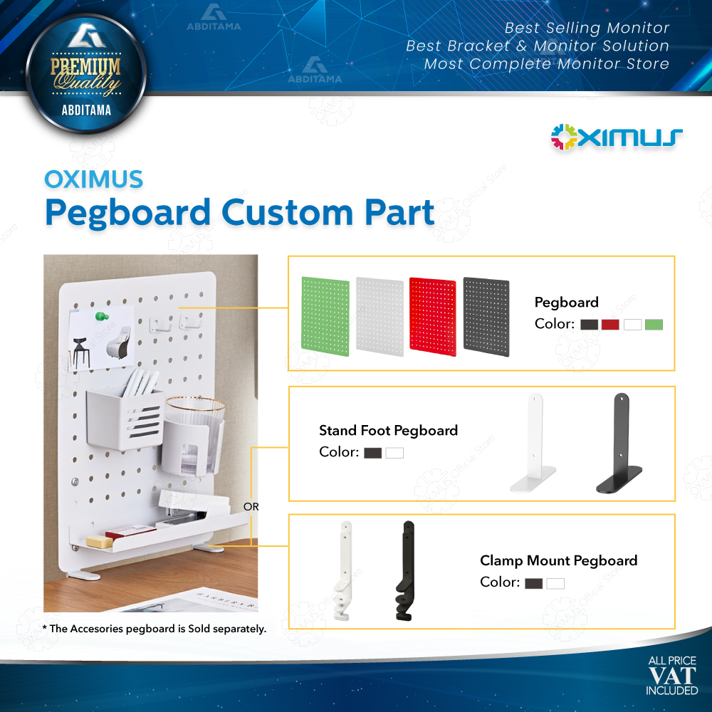 Rak Papan Pemisah Meja Pegboard DIY OXIMUS GP Series Custom Part