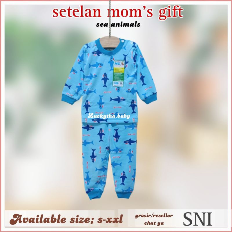 mom's gift- piyama bayi 0-4 tahun bahan cotton motif fauna series Dino,pinguin,balon,elephant - setelan panjang anak laki-laki dan perempuan motif terbaru mom gif