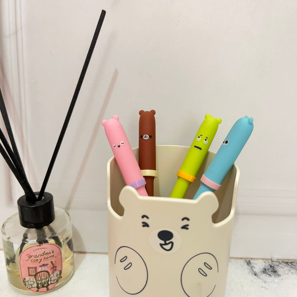 Pulpen Gel Beruang Super Murah tinta Hitam Terlaris Lucu ready 4 Warna / Pen Gel Karakter Bear Imut Cute Favorit Anak Best Quality bisa Grosir dan COD