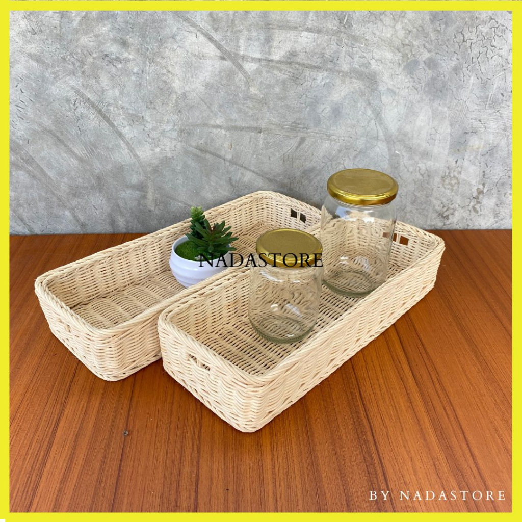 Napkin / Tray Panjang / Baki / Long Tray Anyaman Rotan Kode R08 / W05 Rotan