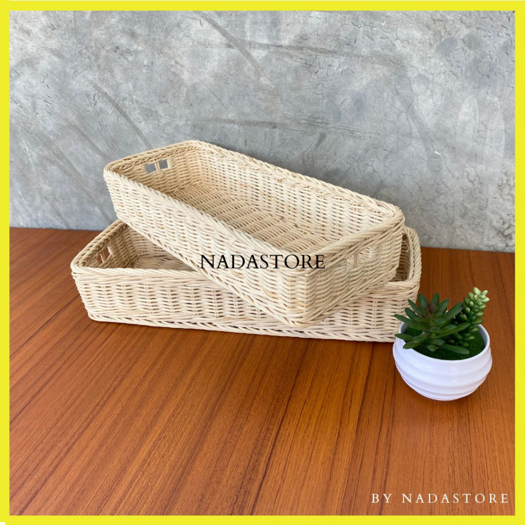 Napkin / Tray Panjang / Baki / Long Tray Anyaman Rotan Kode R08 / W05 Rotan