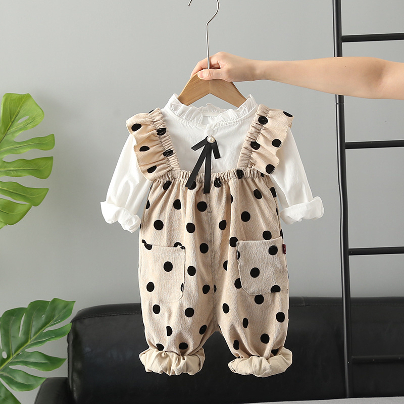 Jumpsuit Anak Perempuan Premium Import Motif Polkadot / Setelan Kemeja Blouse Celana Overall Anak Cewek Baju Kodok Lucu