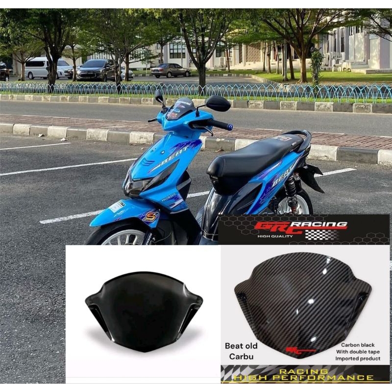 Visor variasi honda beat karbu pnp honda beat fi lama beat new esp bahan akrilik carbon wtp &amp; hitam kilap free doubel tape