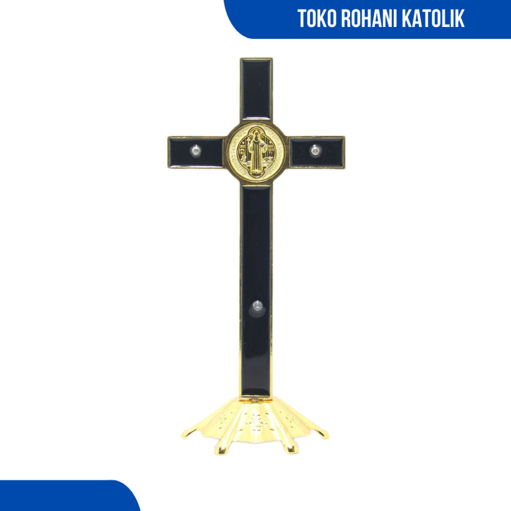 SALIB DUDUK KATOLIK BENEDIKTUS LOGAM (IMPOR) / SALIB DUDUK BENEDICT / SALIB ALTAR