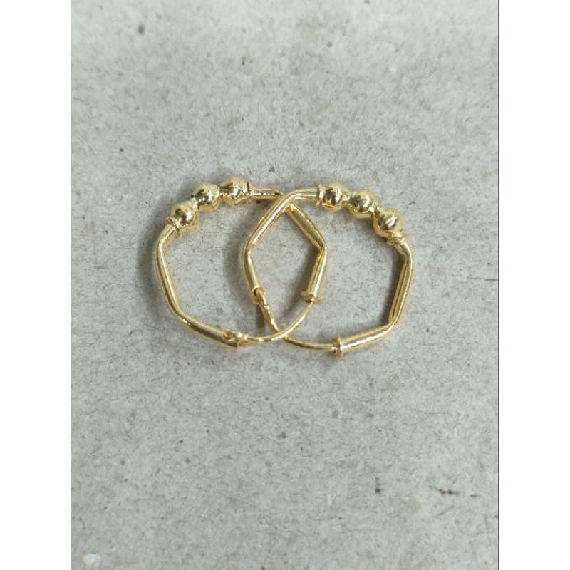 anting ring segi 6 bola 3 segram emas muda