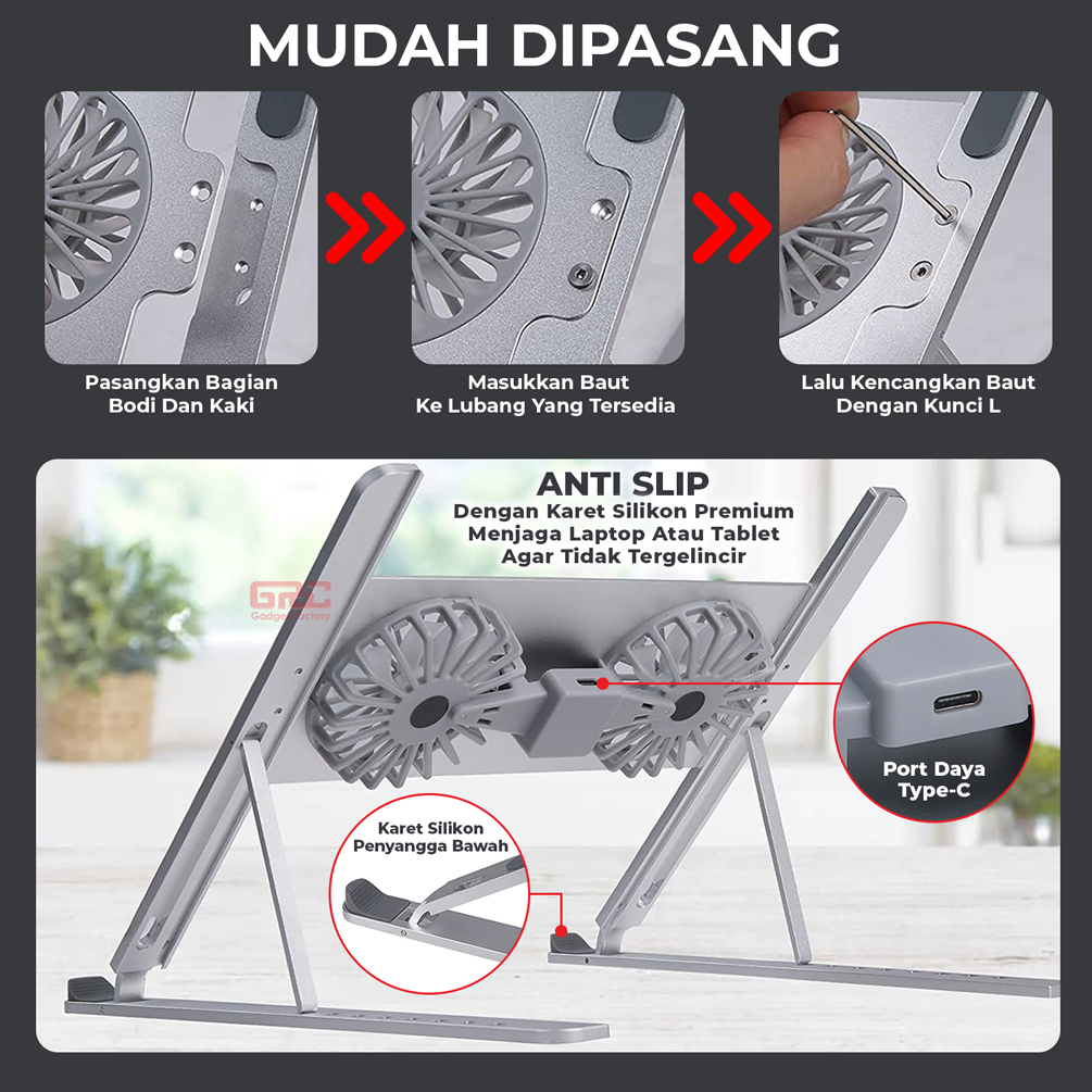 Laptop Stand Cooling Pad RGB Fan Cooler Pendingin Laptop Tatakan Meja