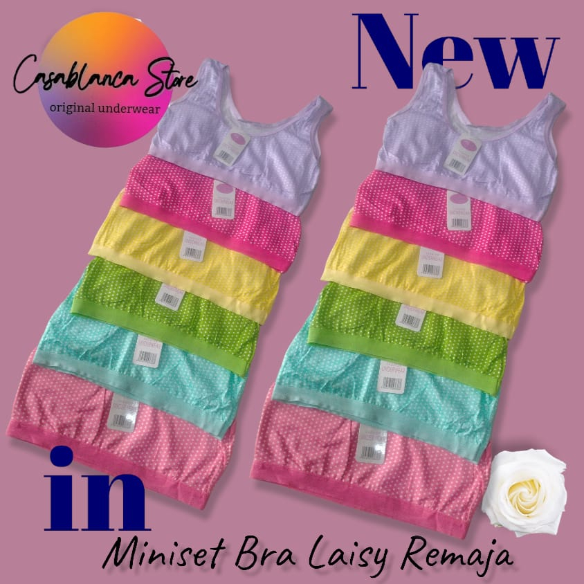 MINISET REMAJA LAISY SPORT BRA MULTICOLOR &amp; MULTI MOTIF BERBAHAN LEMBUT