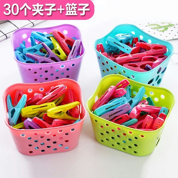 JT - 1 Set 30 Pcs Jepitan Jemuran Baju Laundry Bonus Keranjang / Jepitan Baju Set – Box Jepitan Baju – Jepit Kaos – Jepit Jemuran – Jepit Pakaian